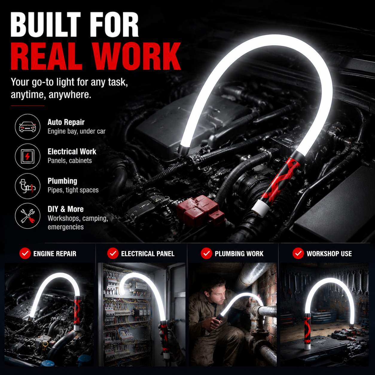 Rechargeable LED work light detail