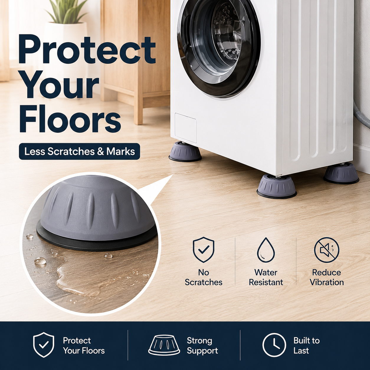Appliance Foot Pads Protect Floors from Scratches and Moisture