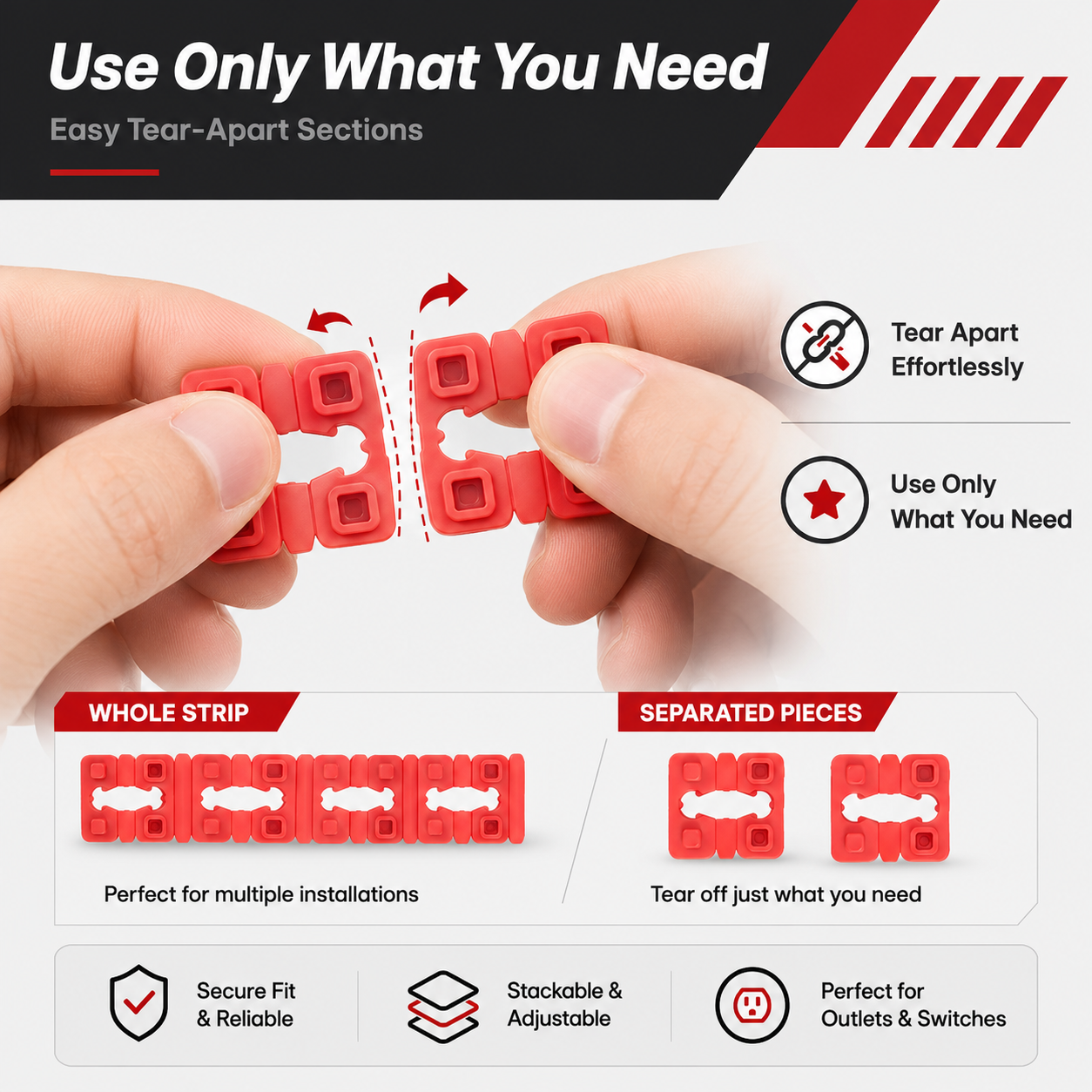 48 pieces red outlet spacers package layout