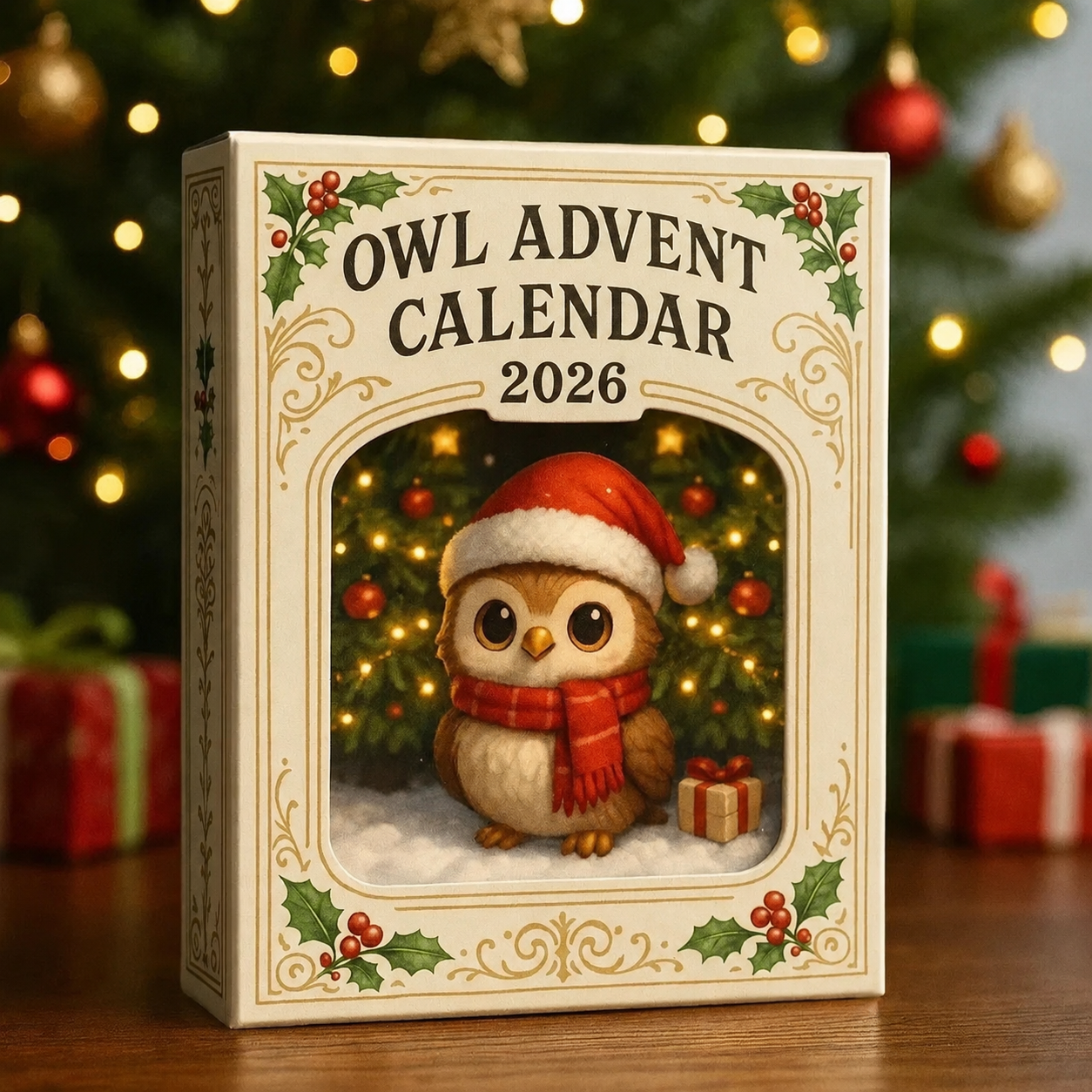 Festive owl figures from the 2026 advent calendar