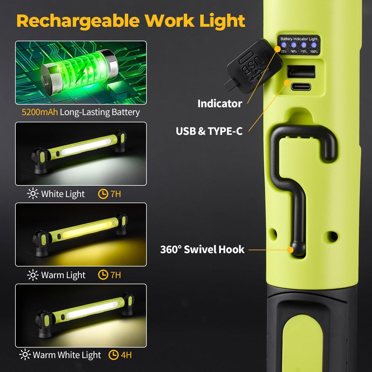 3000LM rechargeable under hood work light for car repair and garage use