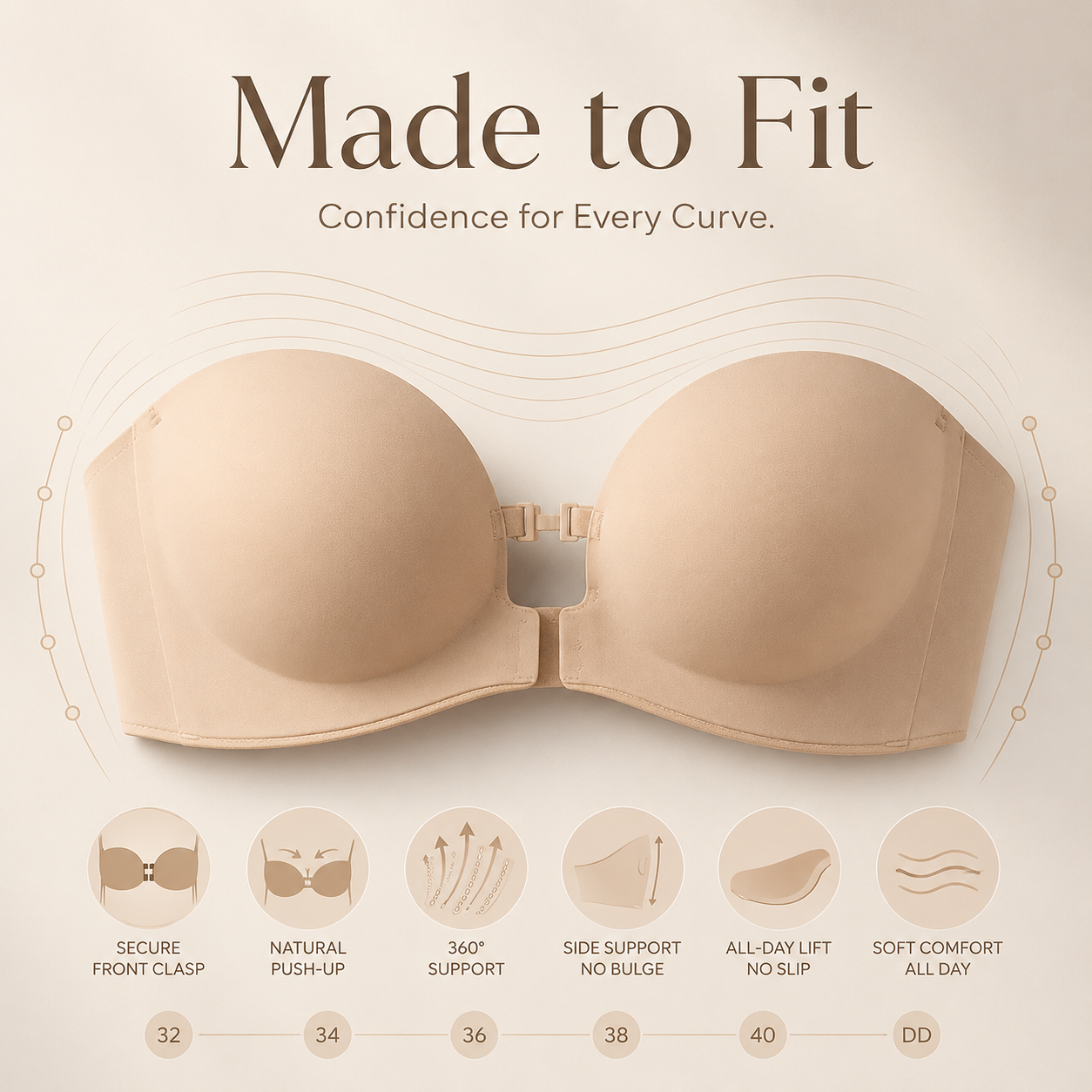 Seamless back panel and flexible side boning support structure