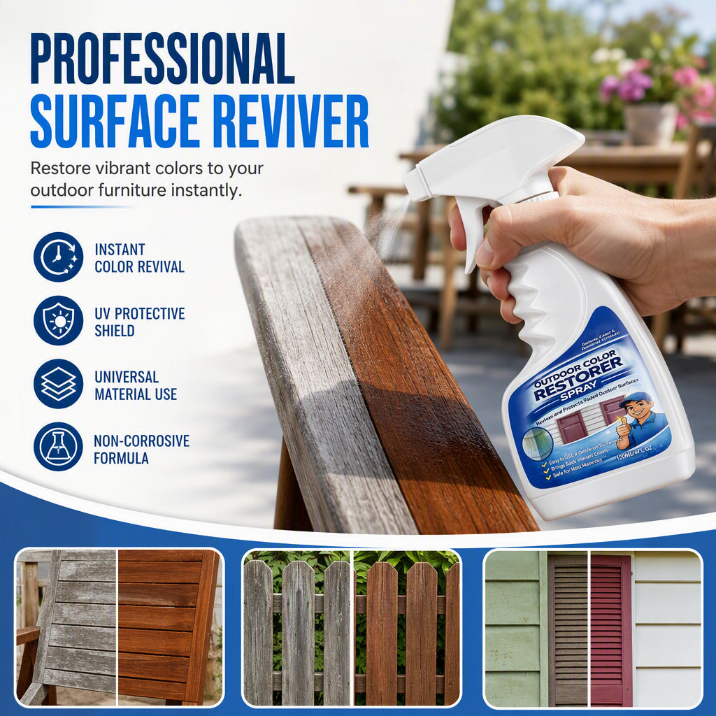 Outdoor color restorer spray refreshing faded wood