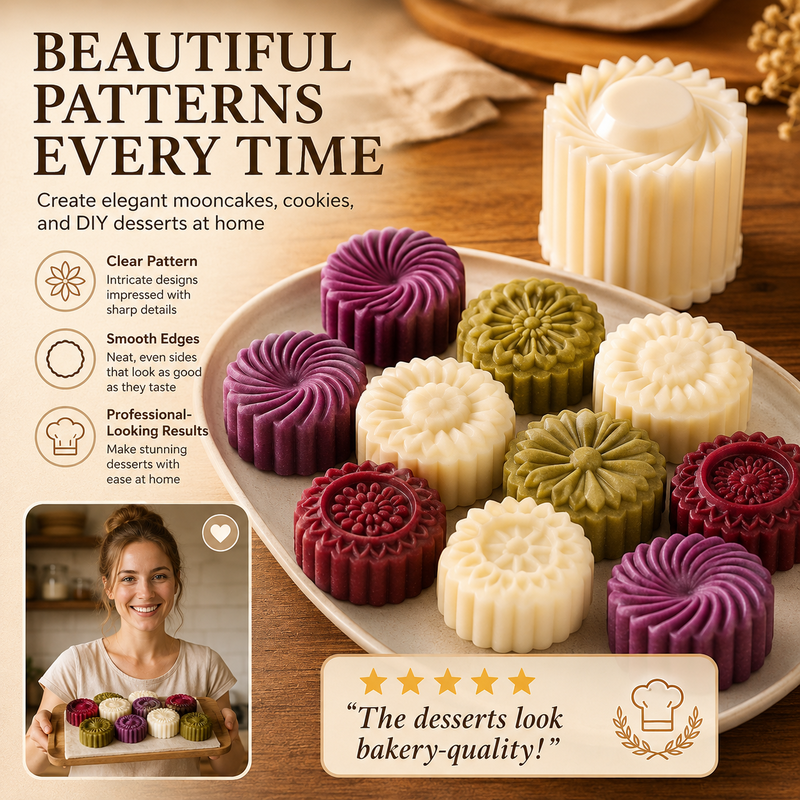Double-ended household pastry and mooncake press mold overview