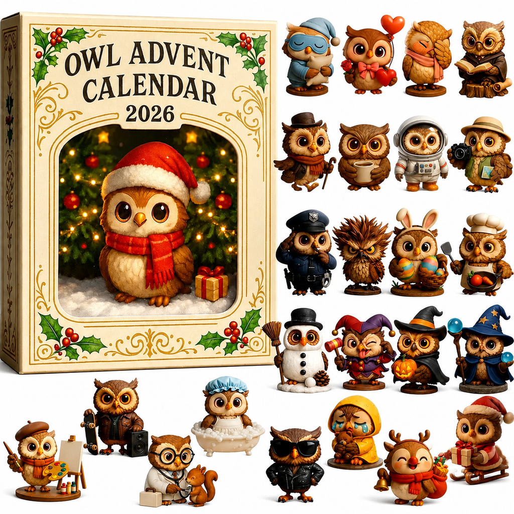 Owl Advent Calendar 2026 with festive owl surprises
