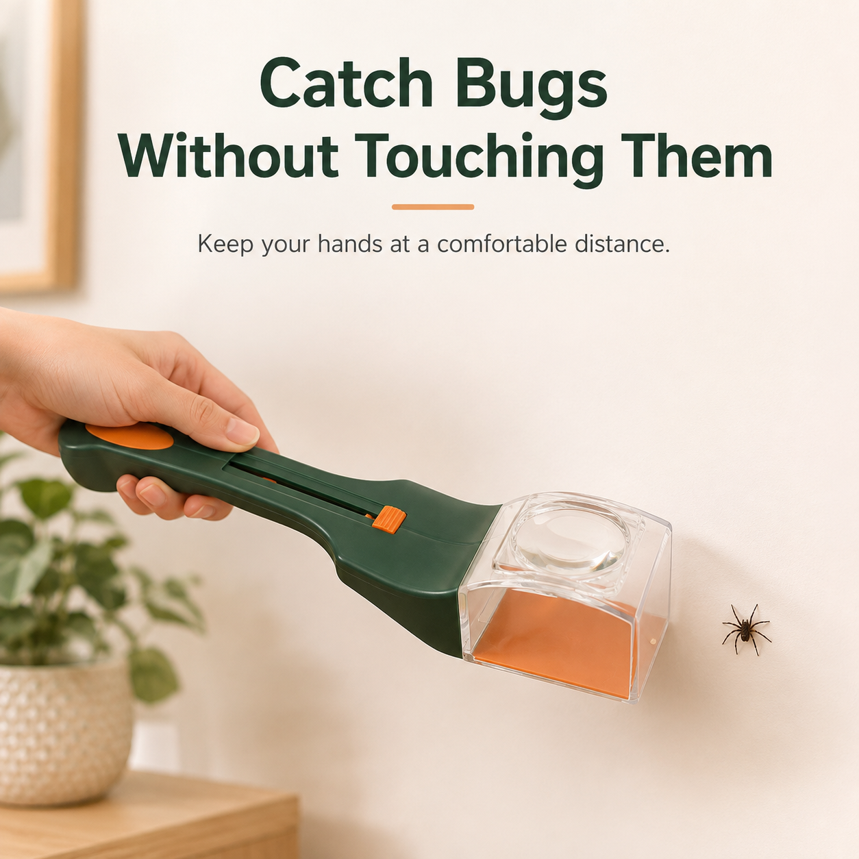 Step 2 sliding thumb control to trap insect