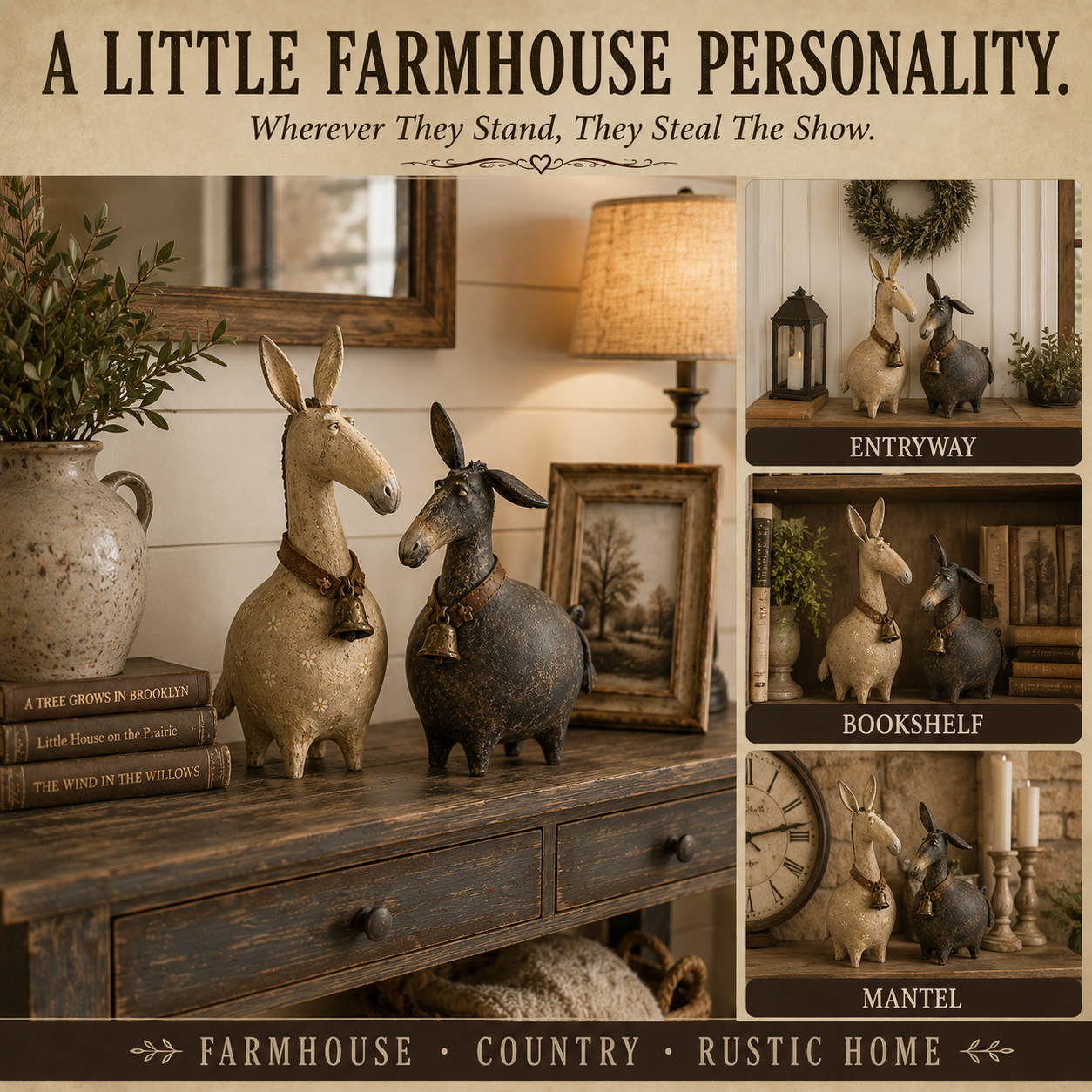 Farmhouse Country Rustic Home Donkey Decor