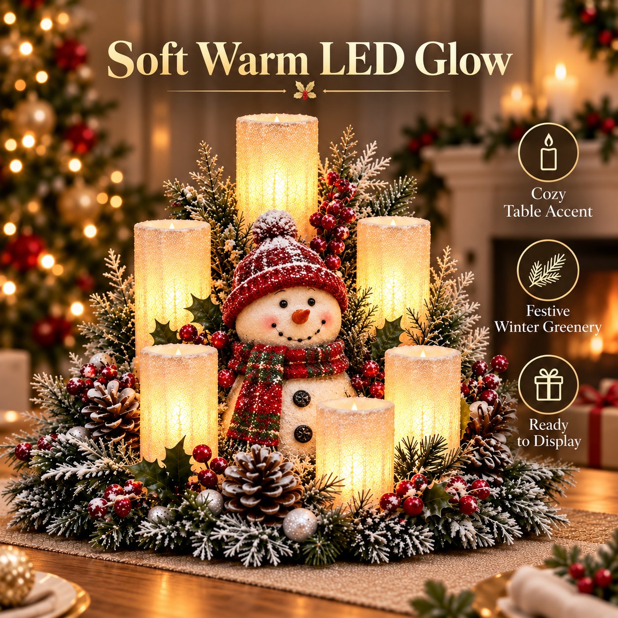 Christmas centerpiece warm light