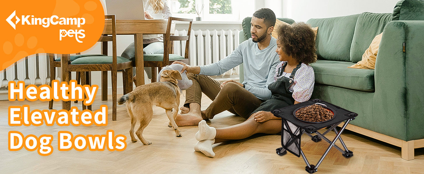 KingCamp 4 Height Adjustable Raised Dog Bowl