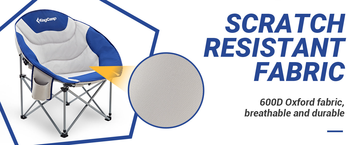 KingCamp Moon Camping Chair Oversized Padded Round Saucer Chairs with Cup Holder