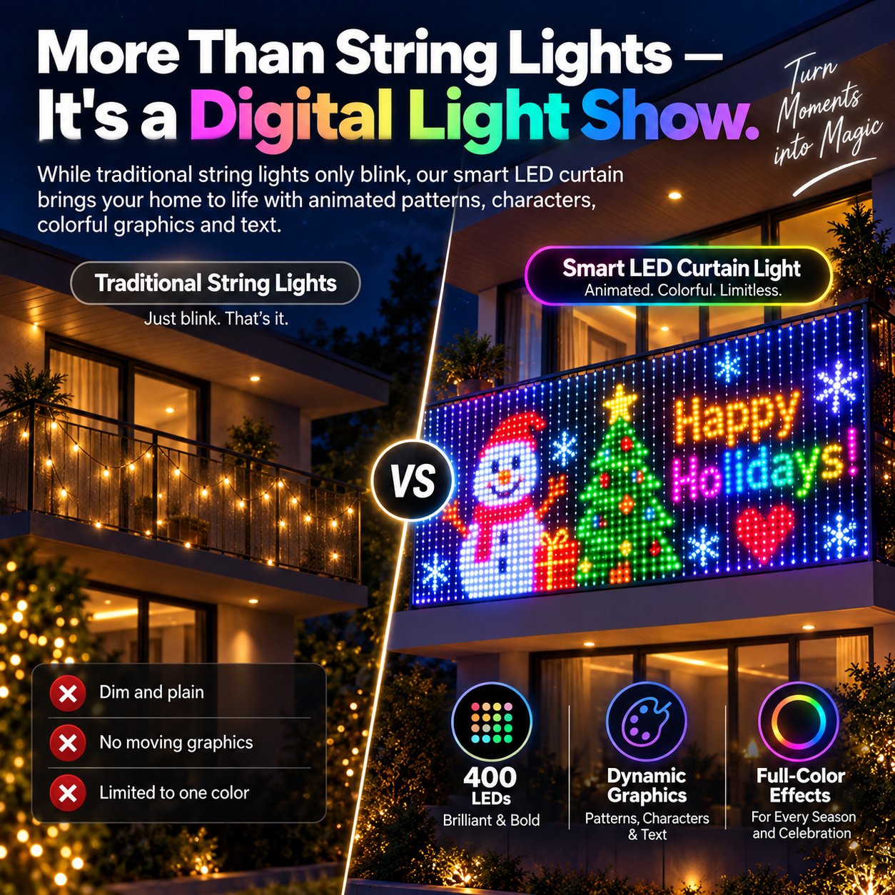 400 LED Animated Curtain Light