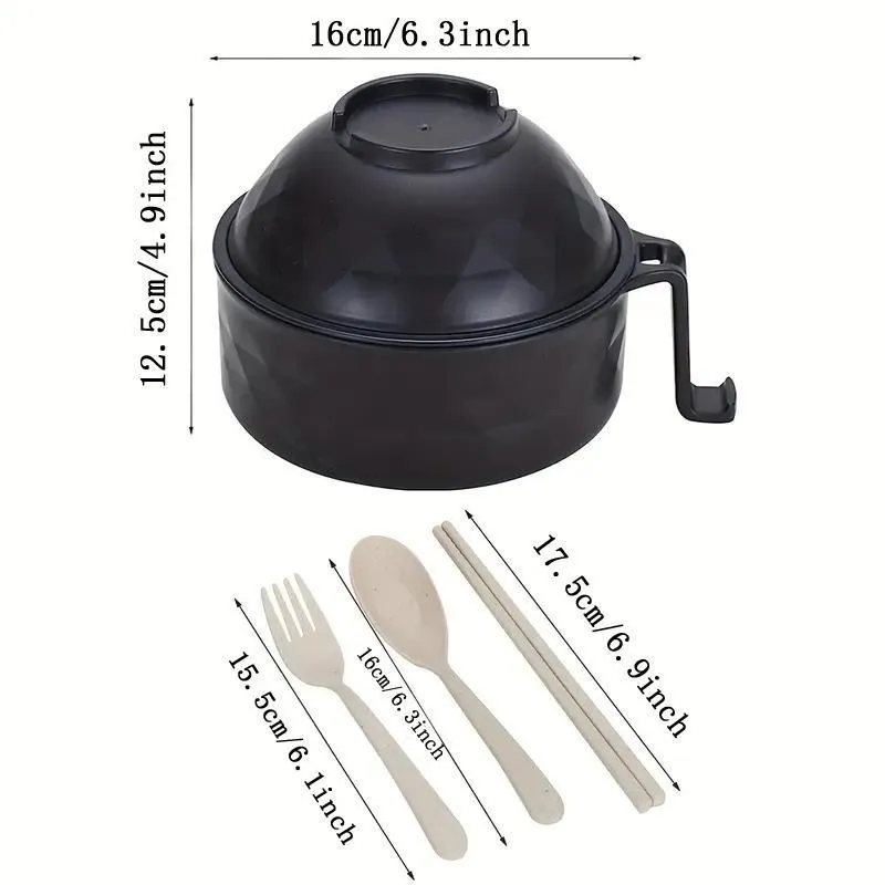 Full ramen bowl set with fork and spoon