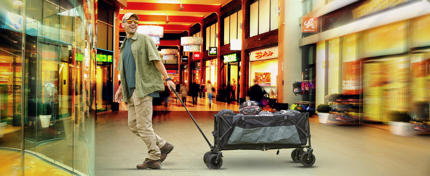 FUNDANGO Folding Wagon 180L Dual Chassis Camping Wagon