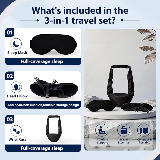 compact foldable airplane sleep pillow