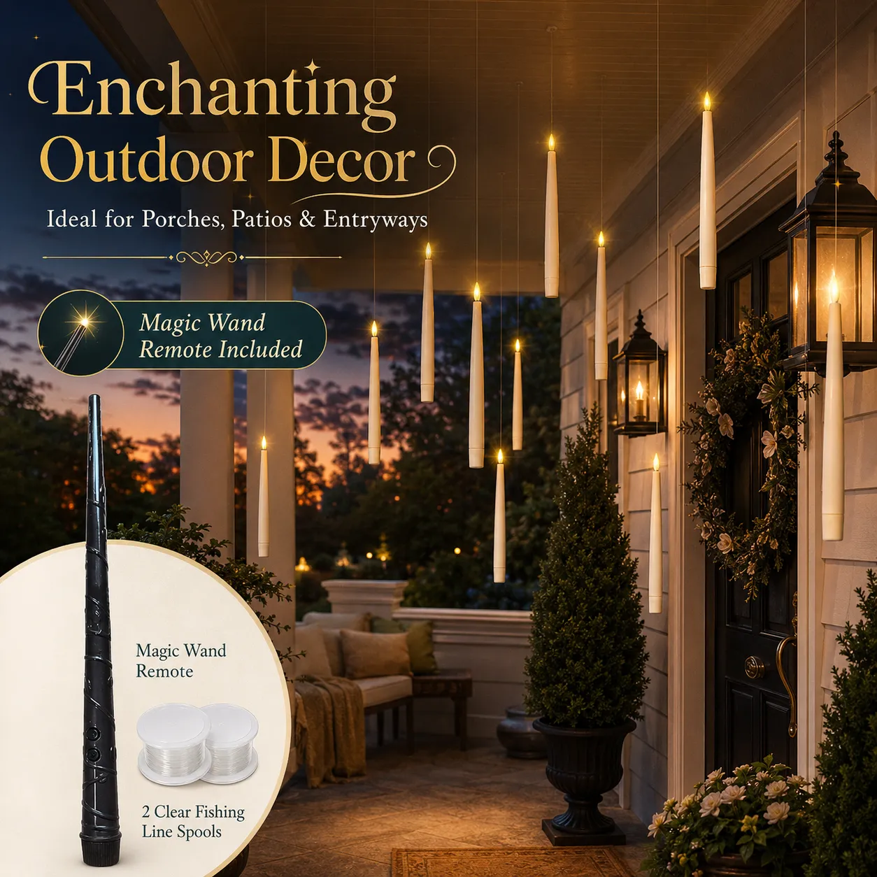 Warm flickering flameless LED hanging candles