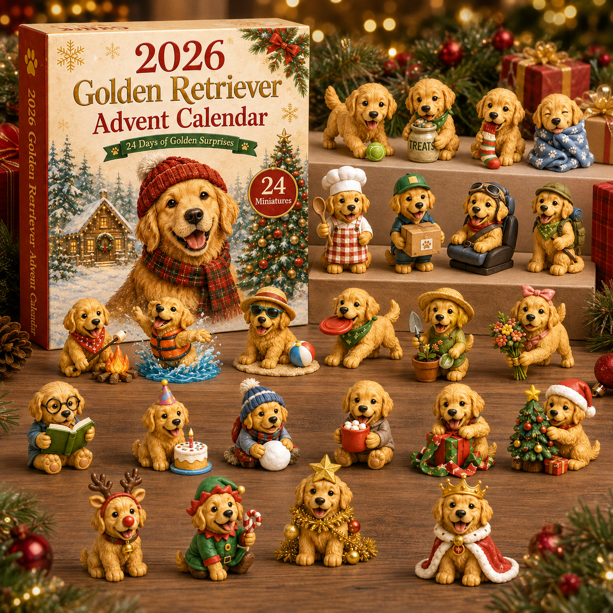 Golden Retriever Advent Calendar Christmas collection display