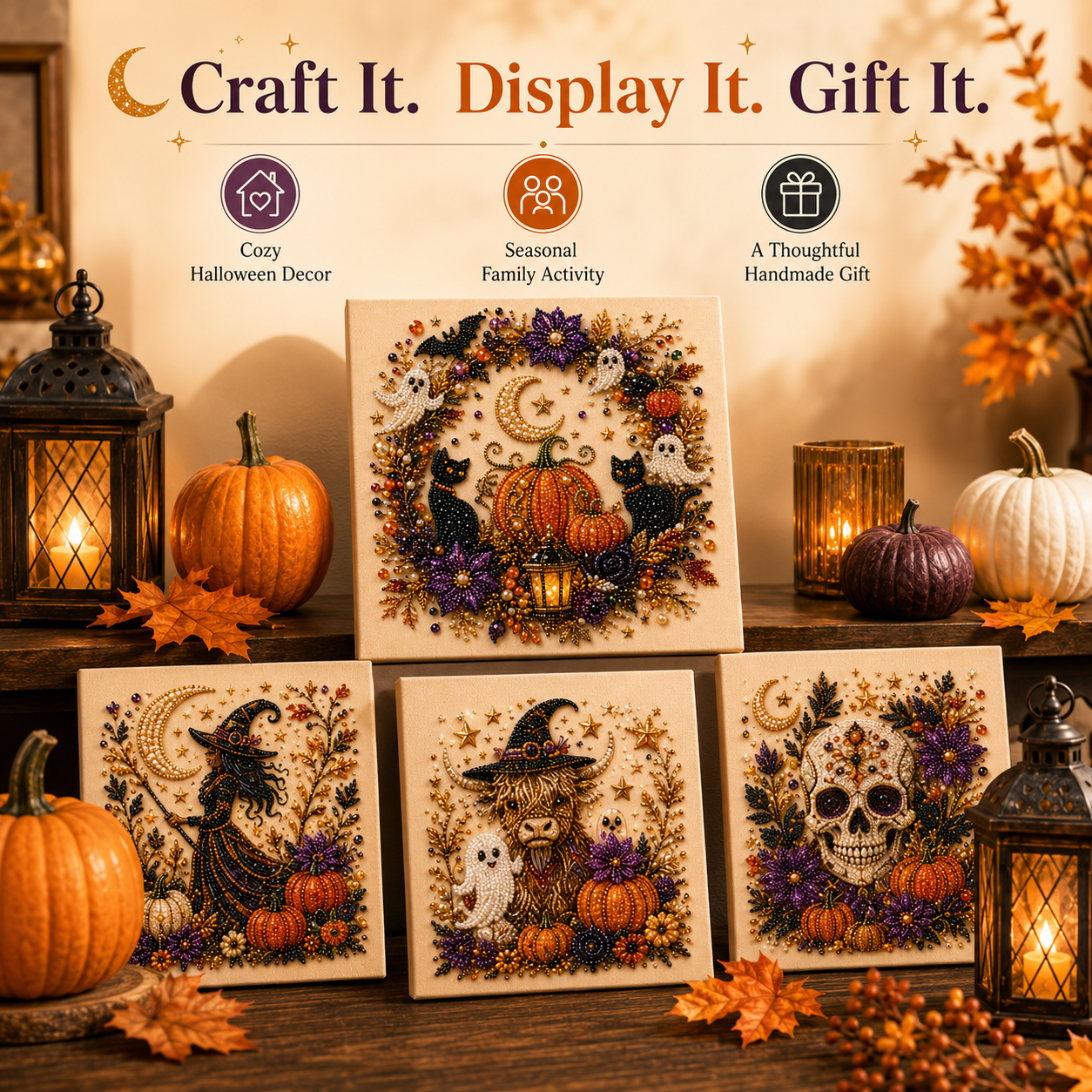 Finished Halloween Pearl Art Home Decor