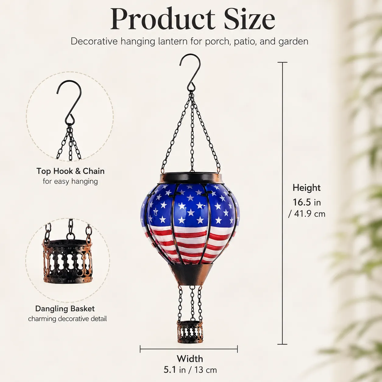 Solar hot air balloon lantern product specifications