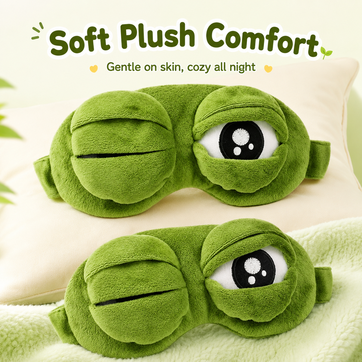 Funny frog sleep mask product display