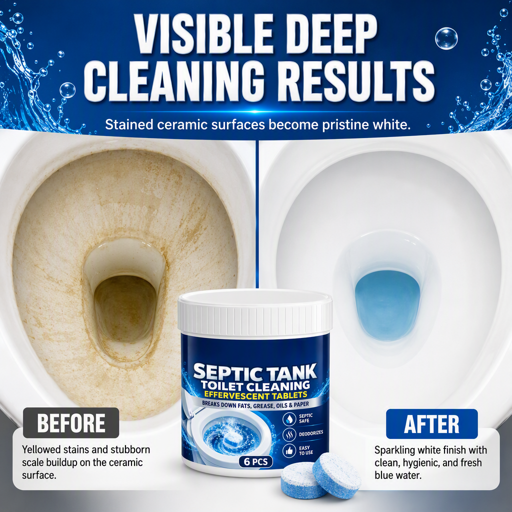 Toilet bowl cleaning before and after illustration