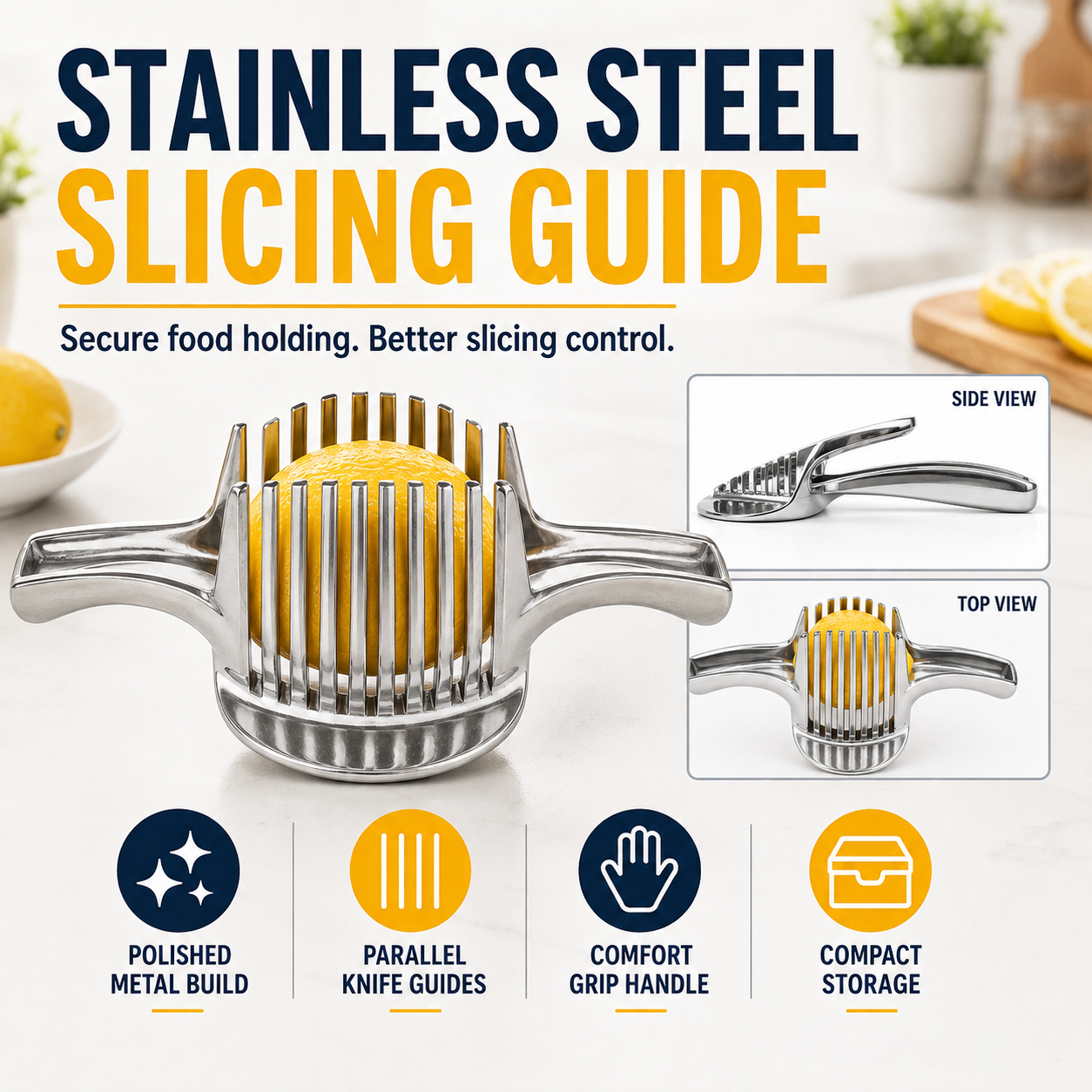 Slicing guide providing a steadier hold for food preparation