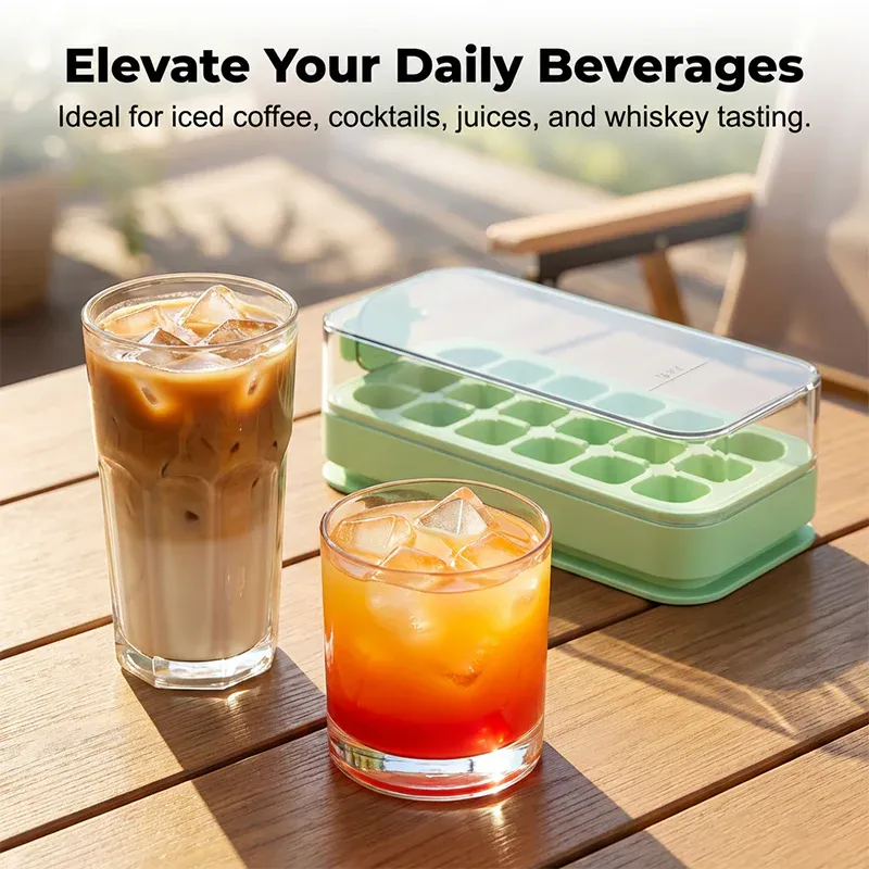 Ice cube tray for iced coffee cocktails juice and everyday beverages