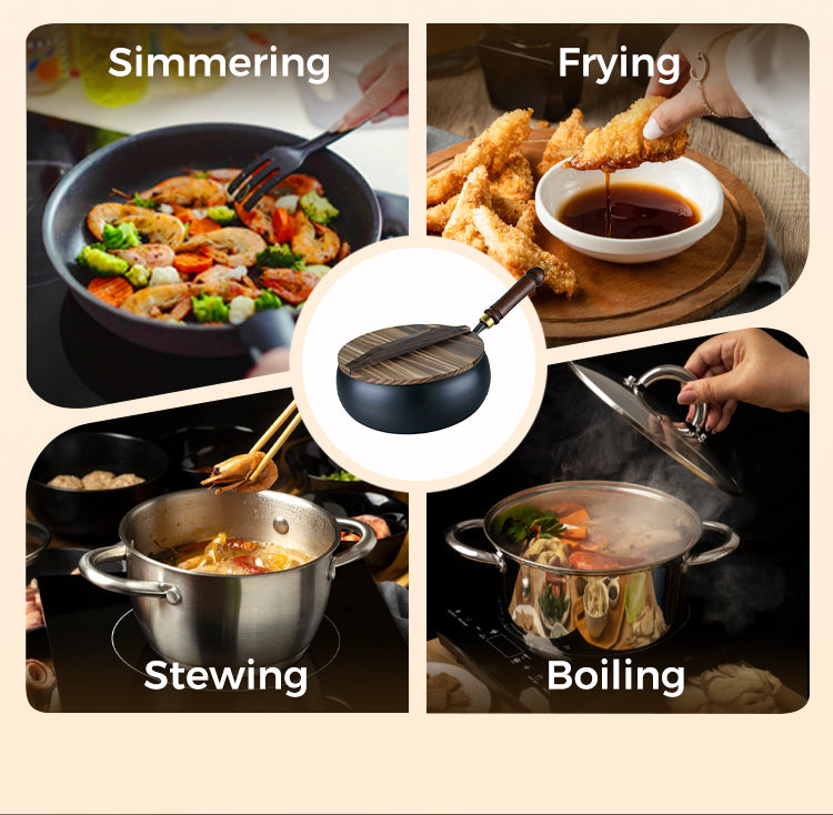 Iron wok for simmering frying stewing and boiling
