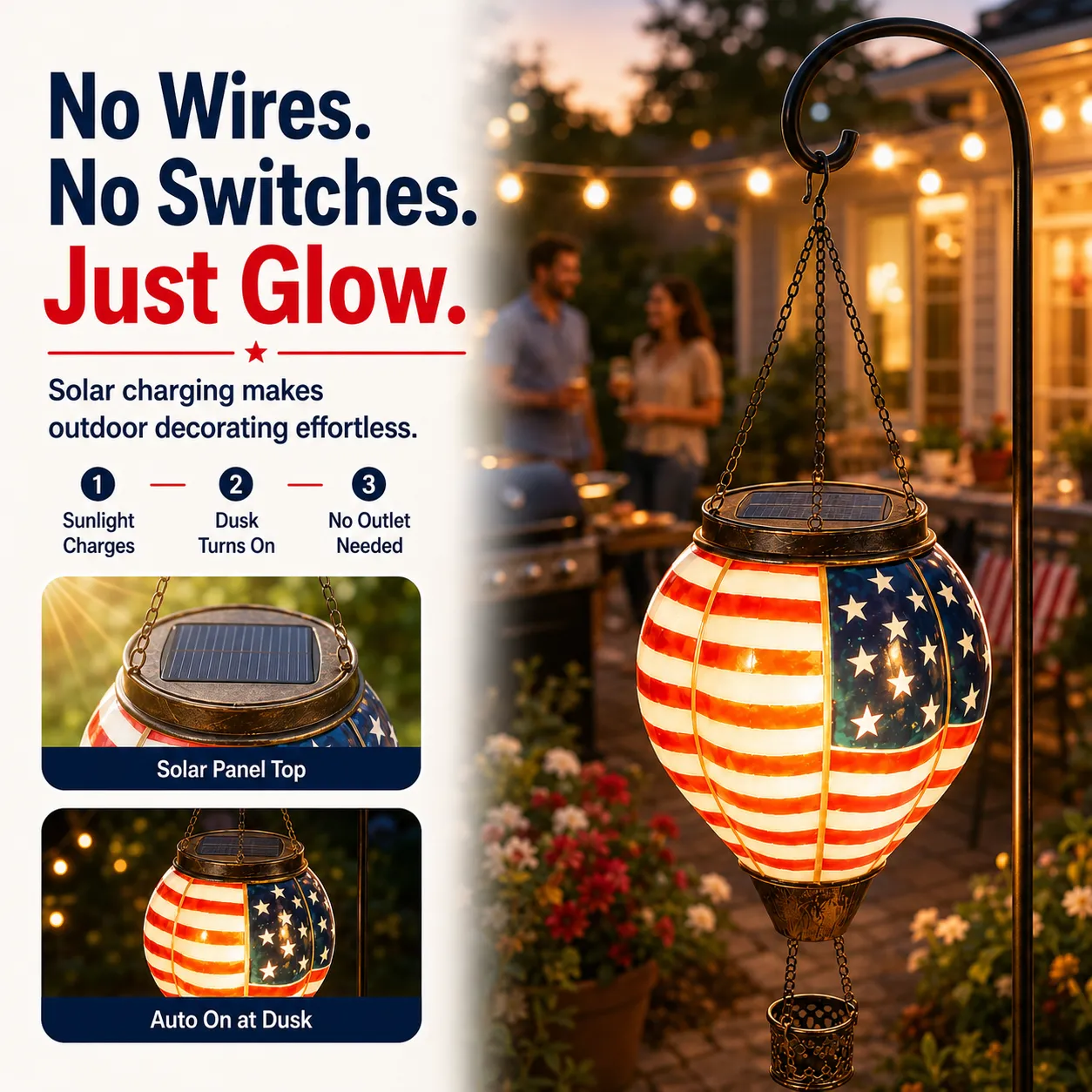 No wires solar lantern outdoor lighting