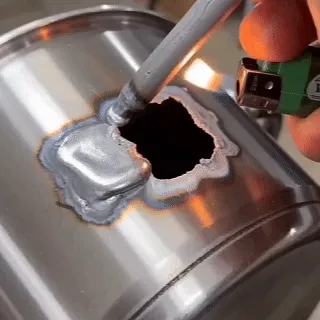 Low-temperature solder rod repair demonstration GIF