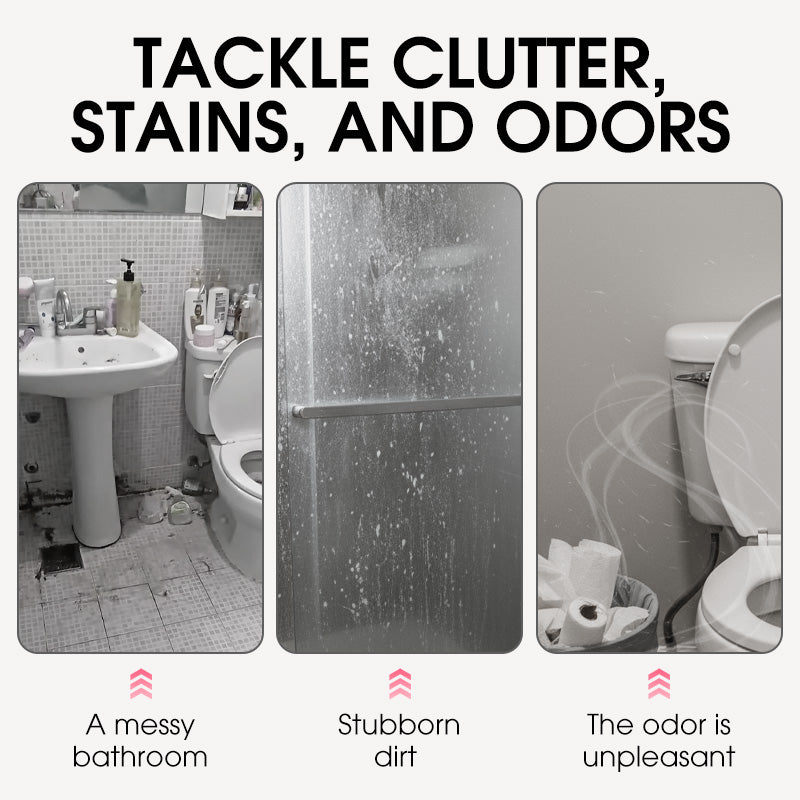 Multi-purpose bathroom cleaner spray for water stains limescale soap scum and bathroom grime