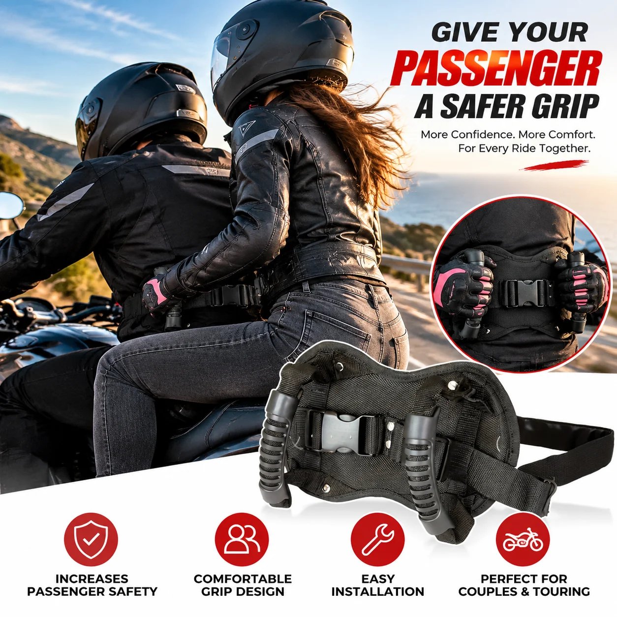 Simple installation steps for motorcycle passenger grab handle