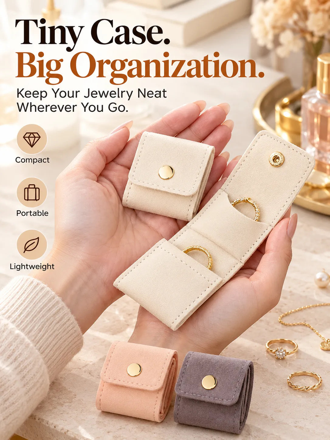Compact jewelry organizer folded size