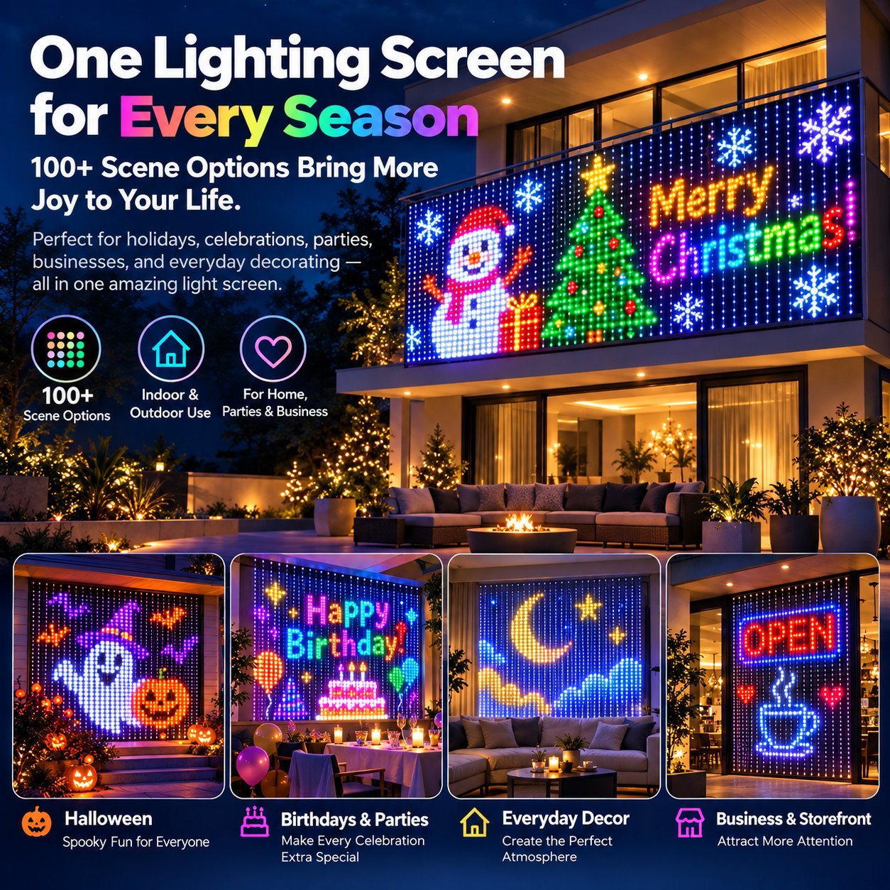 Holiday LED Curtain Light Scenes