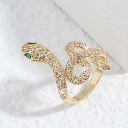 Adjustable Snake Diamond Ring