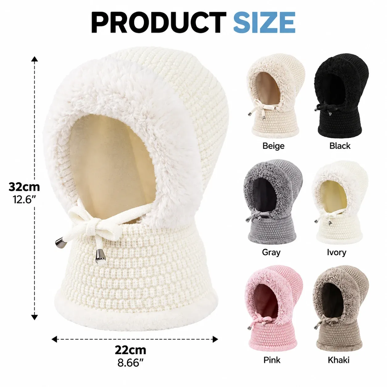 Winter beanie product specifications and size reference