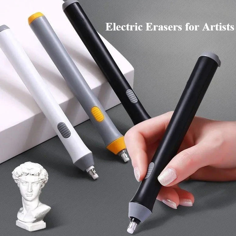 Electric eraser kit with replacement clips and 20 eraser refills