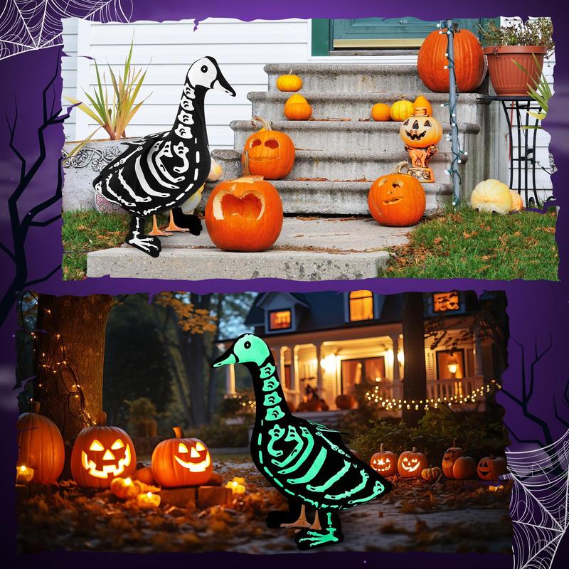 23 inch lawn goose wearing glow in the dark skeleton outfit
