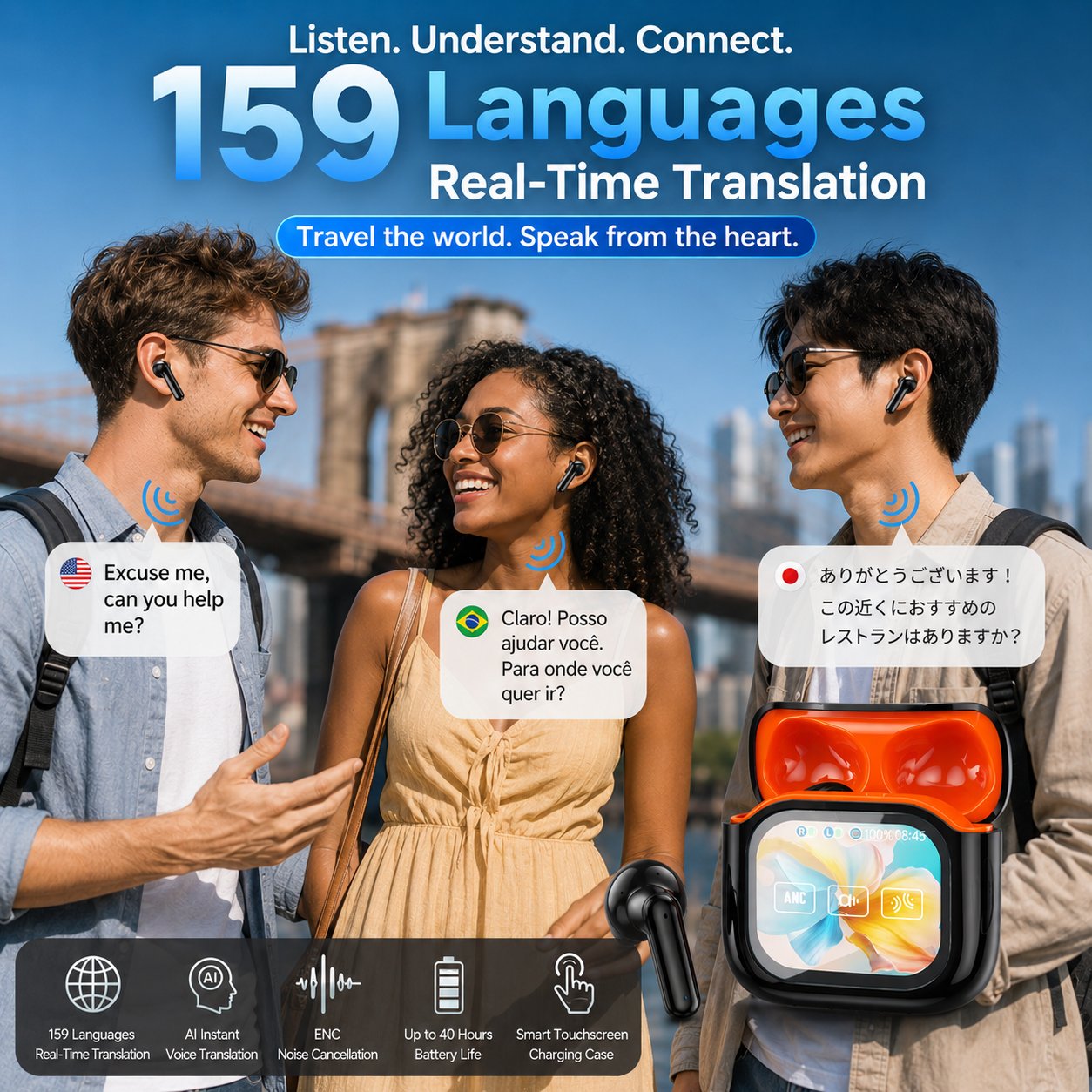 AI translation earbuds for multilingual communication