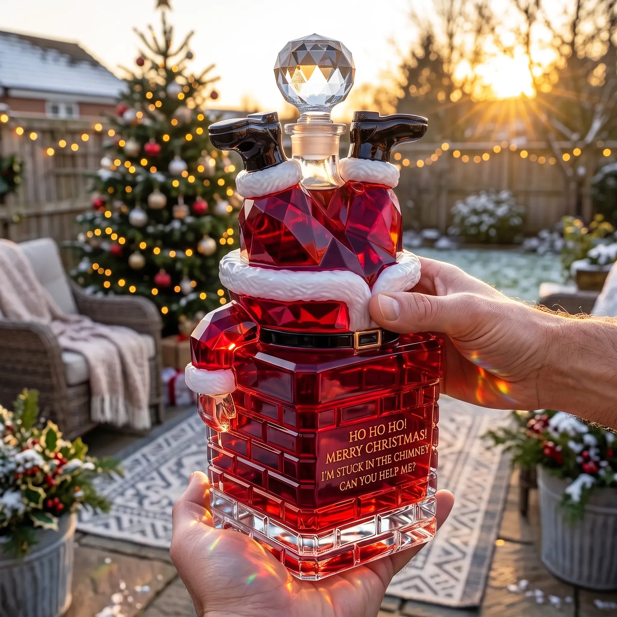 Decorative Santa Christmas bottle detail