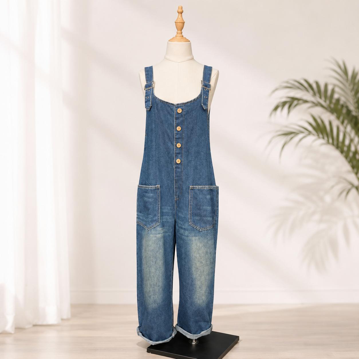 Denim Overalls with Large Pockets