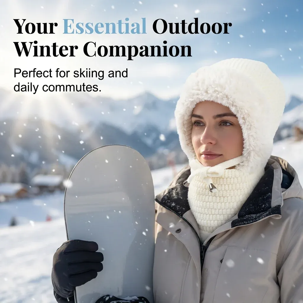 Three-in-one winter beanie worn during outdoor activities