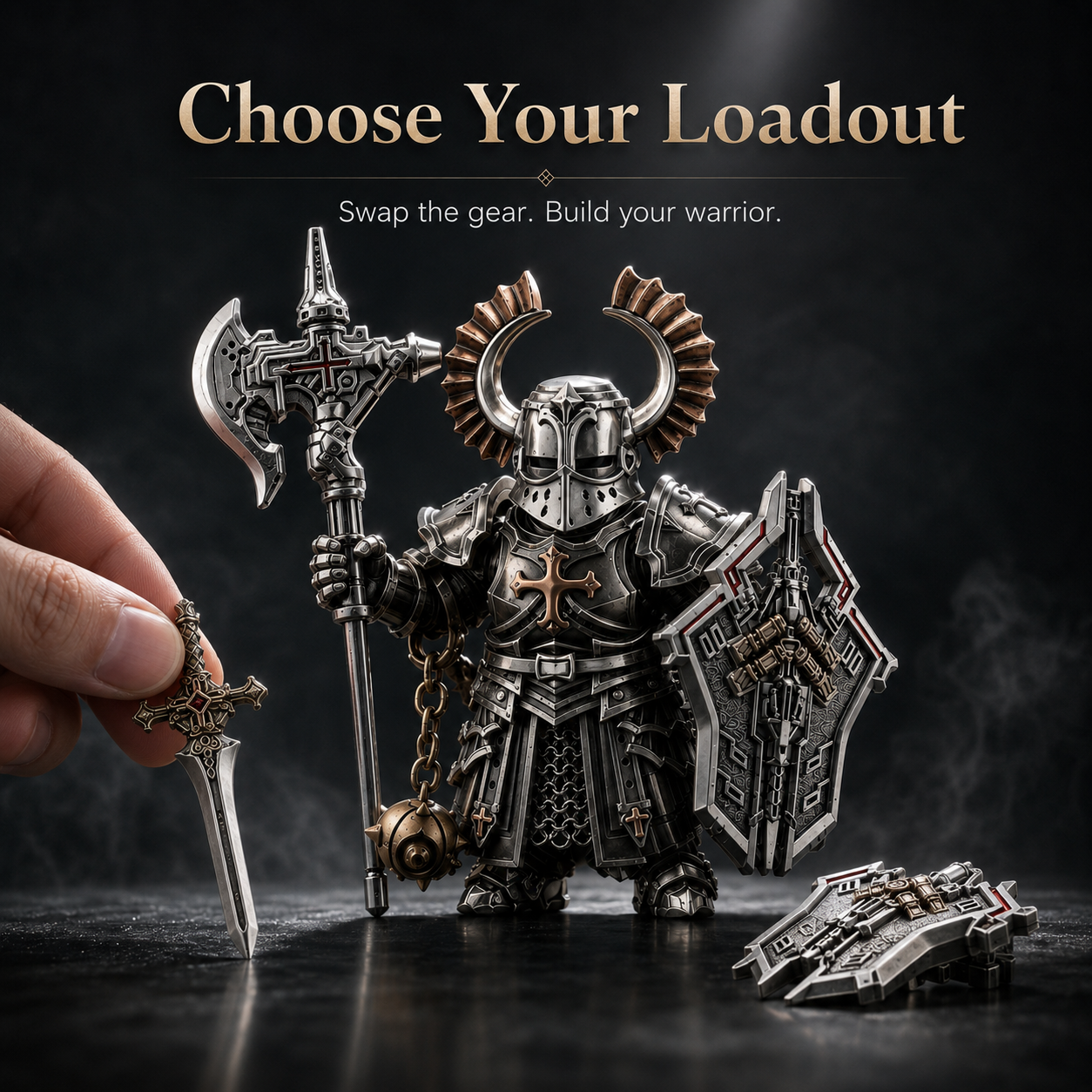 Winged configuration versus standard heavy armored warrior pose