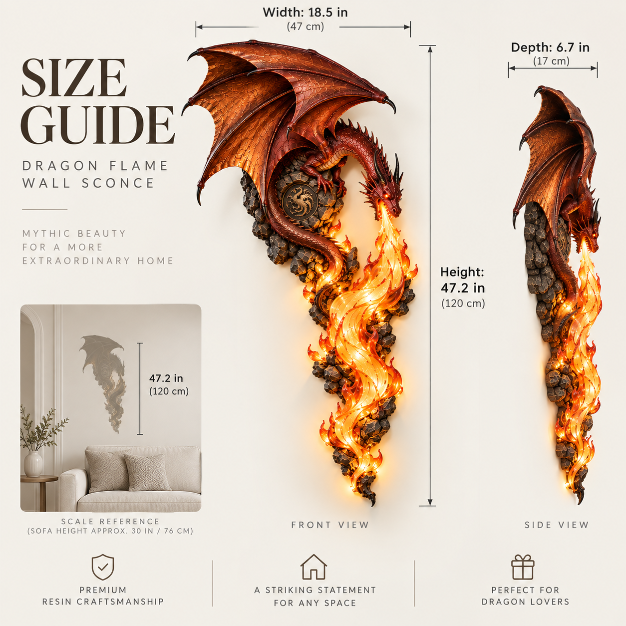 ✨Huge Discount 49% OFF | 🐉 Dragon Wall Sconce – Gothic Flame-Inspired Wall Accent