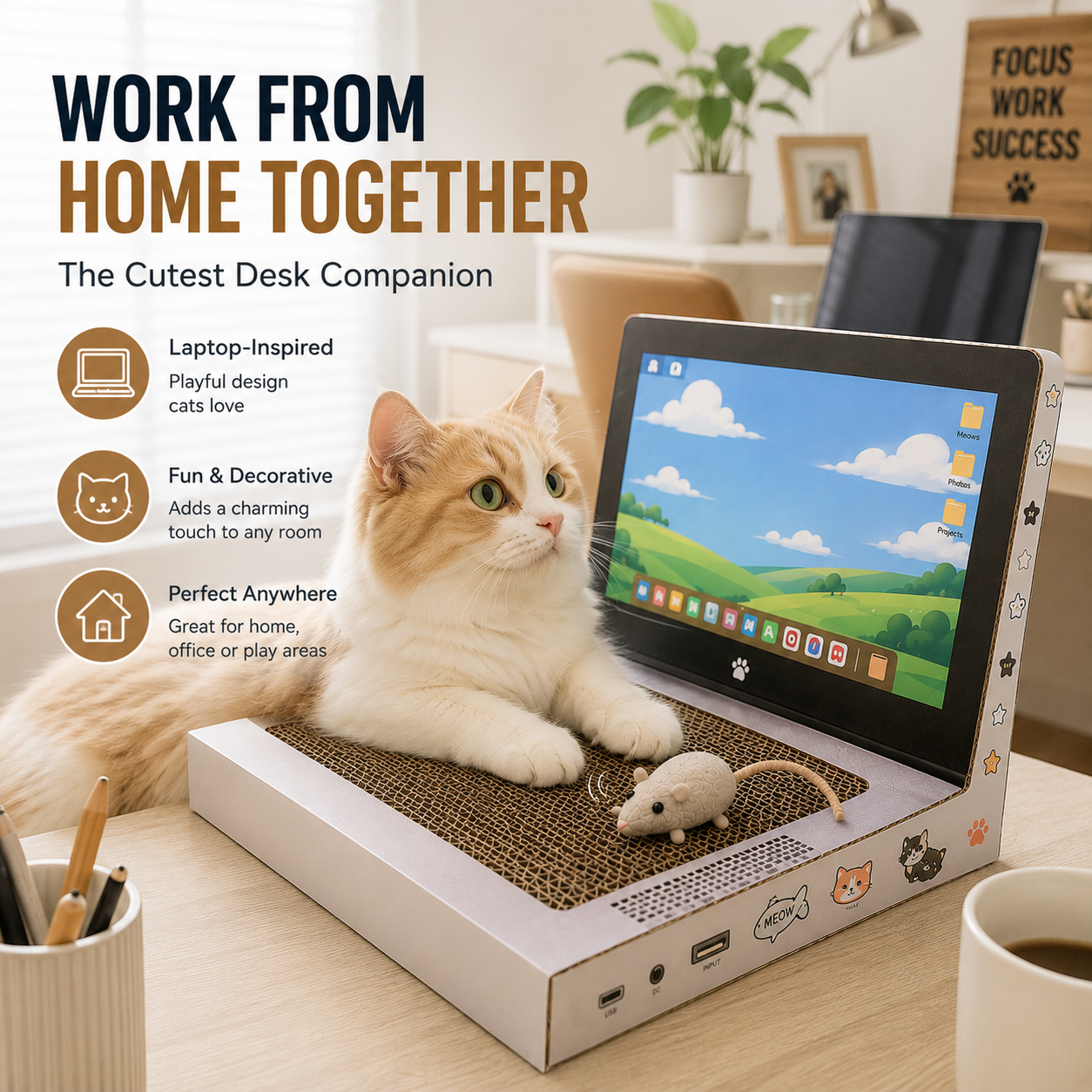 Laptop cat scratcher unfolding and setup structure