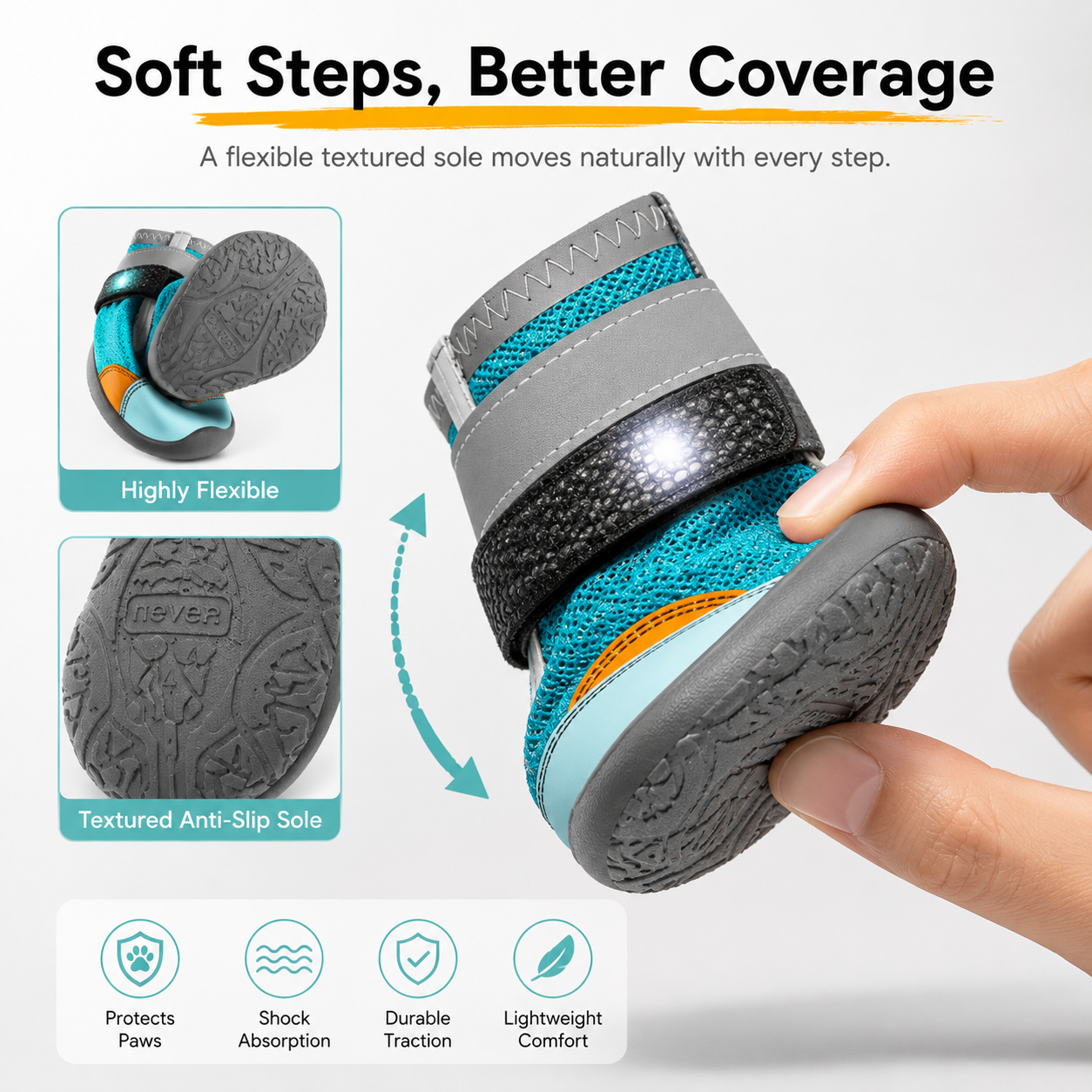 Textured anti-slip boot sole flexibility demonstration