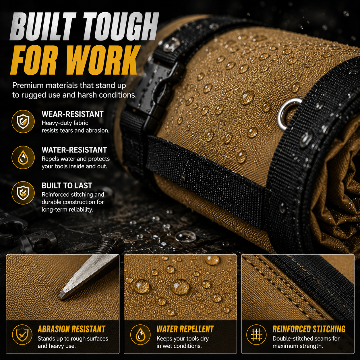 Tool bag storage pockets detail