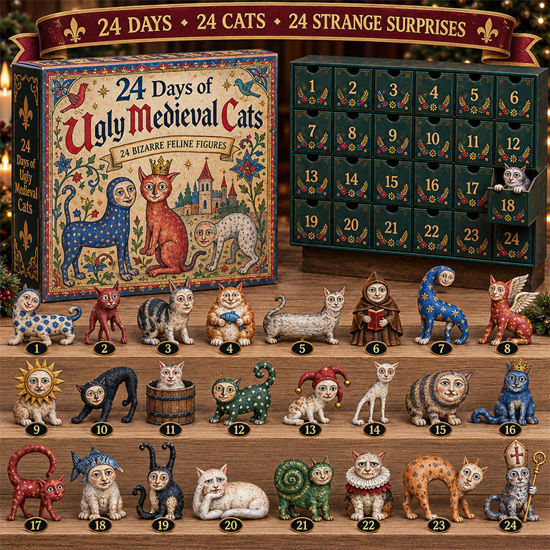 🐈🏰 24 Days of Ugly Medieval Cats – Hilariously Weird Cat Advent Calendar 2026 - 3D Figurines