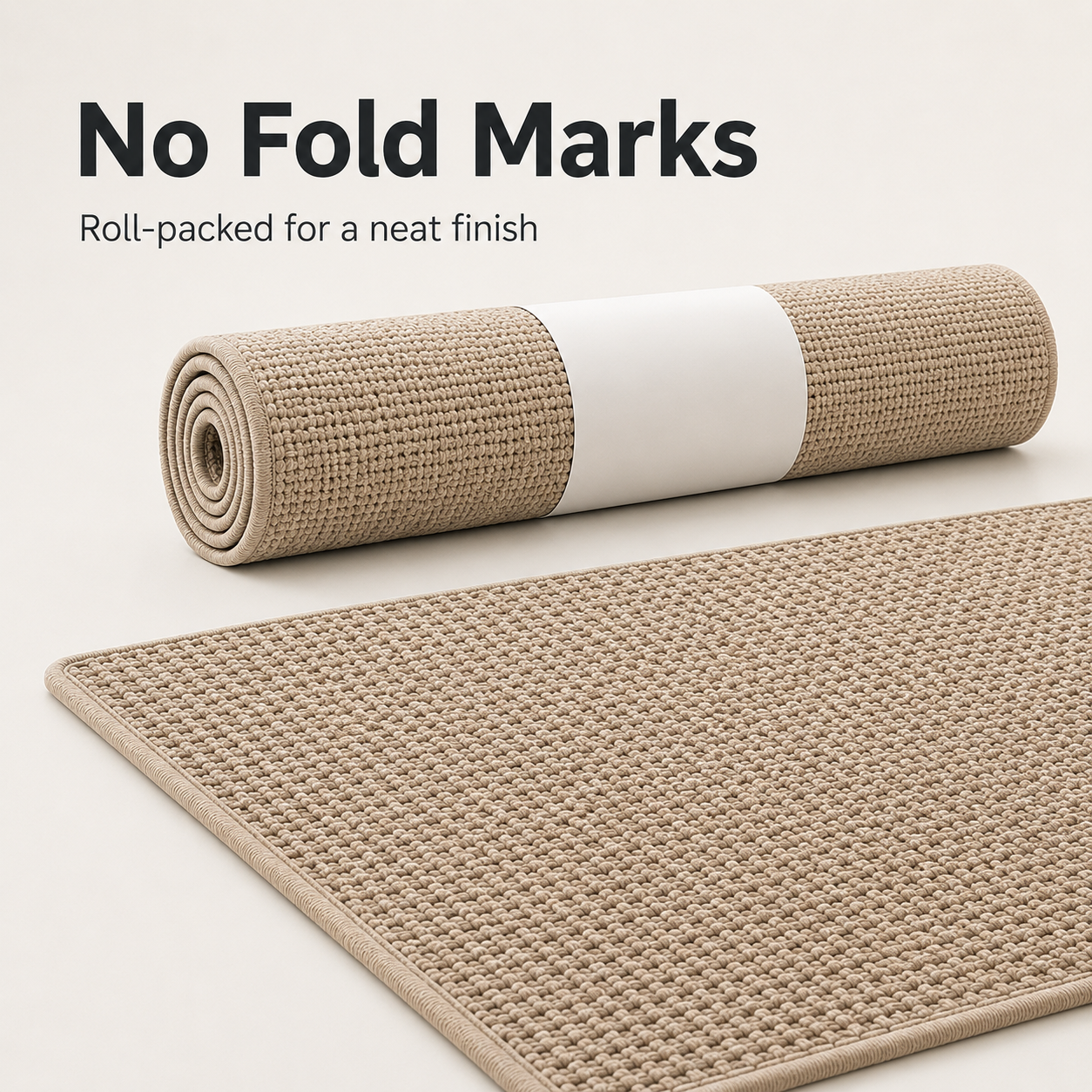 No fold marks roll packed door mat