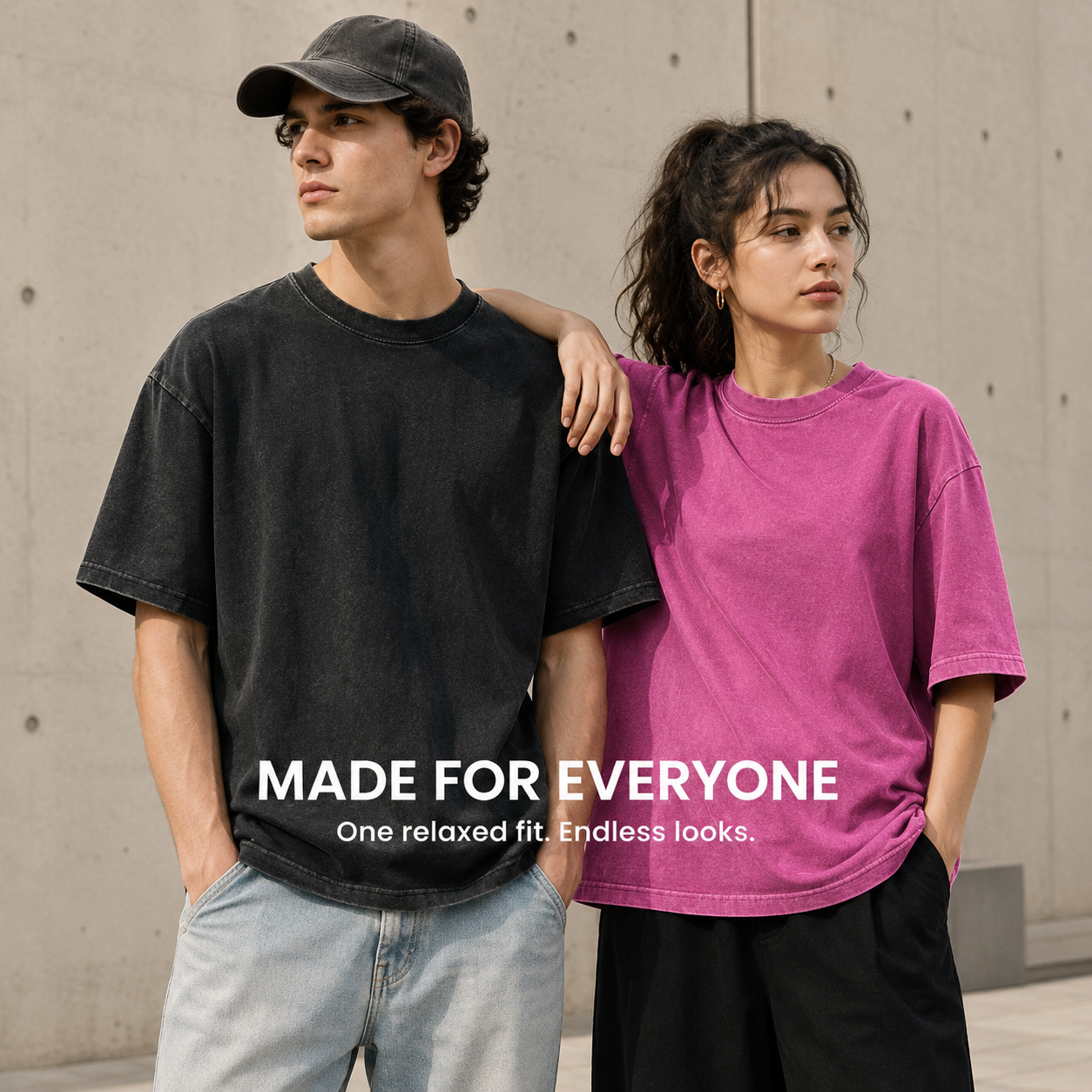 Vintage solid color tee lineup on display