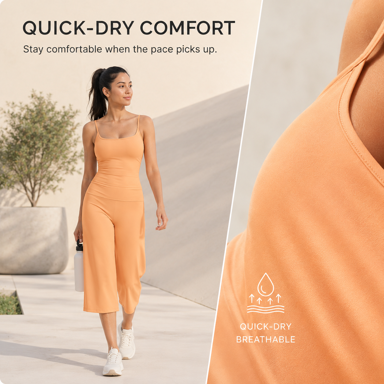 Activewear set styled for outdoor fitness and walking